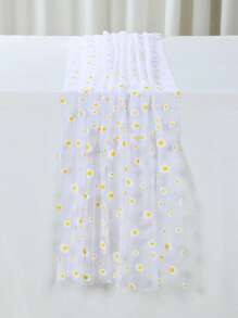 1 buc. șervețel de masă dreptunghiular cu model Daisy, șervețel de masă din plasă de 75 cm * 180 cm, față de masă pentru recepții de nuntă rustice, șervețel de masă pentru petreceri de nuntă, decorațiuni de ziua de naștere, decorațiuni pentru casă, decorațiuni de petrecere cu tematică florală, baby shower, decorațiuni de masă