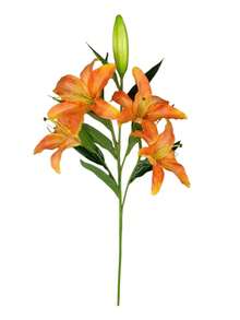 1pc 5-Headed Artificial Lily Flower With Stems, Home Living Room Decor, 4 Flowers 1 Bud, Silk Flower, Wedding Decoration Fake Flower Home Decor Back To School School Supplies