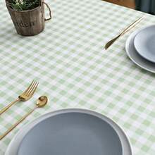 1pc Plaid Tablecloth, Square PVC Dining Room Kitchen Table Cloth, Living Room Coffee Table Cloth, Furniture Dust Cover - Light Green - View 9