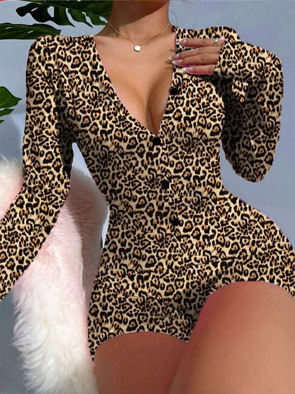Women's Jumpsuit Leopard Print Comfortable Comfortable Home Wear Light And Breathable