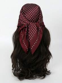 1 pieza Pañuelo cuadrado con estampado de cachemira para mujer, accesorio de moda adecuado para uso diario como diadema, corbata, pañuelo para el cuello con aspecto de seda
