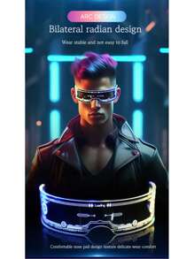 1pc LED 7-Color Illuminated Glasses - Sci-Fi Honeycomb Design - Futuristic Technology Style Glasses - Cyberpunk Eyewear - Cool Colorful Glasses - Dual Control 12 Modes - Curved Dual Temples Design (Stable Wear, Less Likely To Fall Off) - Perfect Gift - Birthday Gift - Ideal Present - Surprise Gift - Holiday Gift - Seasonal Gift - Halloween Gift - Christmas Gift - Stunning Costume Effect - Unlock Your Cyberpunk World - Gift - Toy