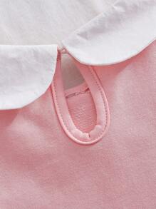 Conjunto de camiseta delgada de manga larga con cuello de solapa para niña, para otoño