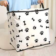 1pc Large Capacity Storage Box With Paw Print & Bone Design - Durable Non-Woven Fabric, Foldable Organizer For Blankets, Quilts, And Clothes - Perfect Holiday Gift For Pet Lovers, Pet Storage Solution|Contemporary Style|Secure Zipper Closure,Dorm Room - Multicolor - View 11