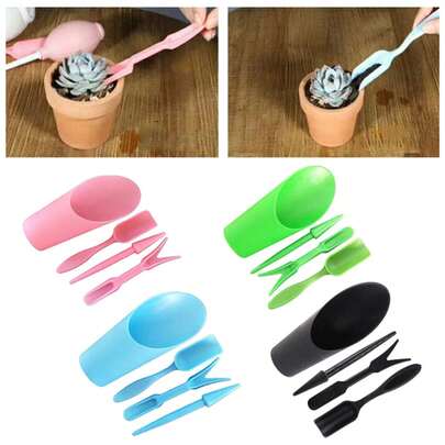 4Pcs Kit de Jardinera, Pala de Siembra, Cuchara, Herramienta para Suculentas y Plántulas, Fertilizante para Bonsái, Mango de Plástico, Herramientas de Reemplazo de Suelo