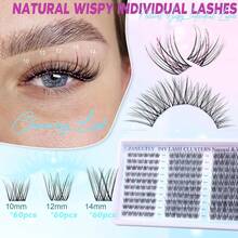 Lash Clusters Wispy Eyelash Clusters Natural CC-Curly Cluster Lashes Zanlufly Wispy Individual Lashes 180Pcs Eyelash Extension 10 12 14MM DIY Lash Extension - 自然CC捲髮 - 查看 3