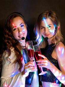 摇滚明星服装配饰耳机，角色扮演假麦克风摇滚明星歌手麦克风头饰万圣节服装配饰道具黑色假麦克风耳机服装道具摇滚明星服装配饰，摇滚明星歌手服装耳机麦克风，头戴式麦克风耳机服装配饰道具适用于万圣节角色扮演音乐派对圣诞节，适合母亲节、婚礼季、毕业季、送给家人和朋友的礼物 - 彩色 - 查看 4