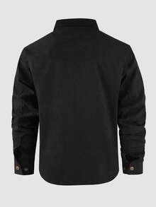 LEDUNTINO [Printemps/Été] Veste cargo mode homme, sport, unie, à carreaux, manches longues, chemise homme printemps automne, col, bouton, poches à rabat, mode et polyvalente, parfaite pour l'extérieur et les déplacements, cadeau idéal pour le petit ami ou le mari Noir - Noir - Voir 2