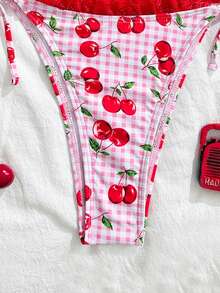 Bộ đồ bơi 2 món mùa hè mới 2025 cho nữ, họa tiết ren anh đào màu hồng, thời trang gợi cảm, đồ bơi cho bé gái ngọt ngào - Nhiều màu - Xem 8