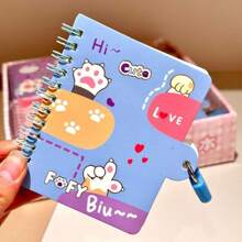 4 piezas Cuadernos con anillas con diseño de garra de gato de dibujos animados, portátiles de alta calidad para estudiantes, útiles escolares