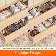 Lifewit Closet Underwear Drawer Organizer Divider, 16 Pieces Fabric Foldable Dresser Organizers And Storage Bins Storing Lingerie, Bra, Undies, Gray - Grey - View 5