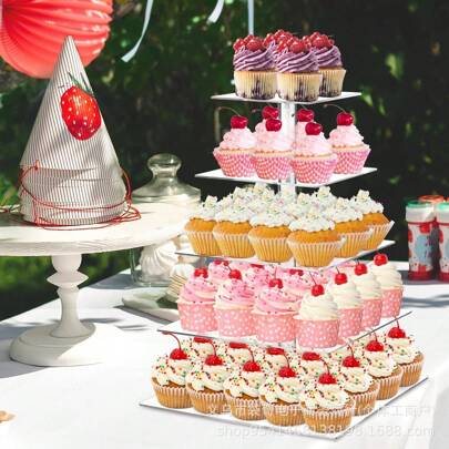 Square Cupcake Stand Display Tower - High-Transparency Acrylic, Ideal For Layered Dessert Display, Cakes, Pastries, Weddings, Graduations, Birthdays - Perfect For Spring & Summer Celebrations, Dessert Display | Decorative Cupcake Stand | Acrylic Stand, Cupcake Holder