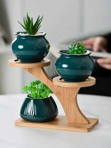 1pc Desktop Multi-Layer Succulent Flower Stand, Living Room Office Balcony Green Plant Display Rack, Thickened Tree Branch Decor Outdoor Decor - Multicolor - View 11