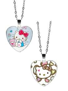 Sanrio 1 Pieza Collar de Colgante Lindo de Gatito con Strass, Collar Dulce de Kitty Hello Kawaii, Regalo de Cumpleaños, Accesorios de Decoración de Dibujos Animados (Algunas partes pueden ser aleatorias)