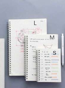 1pc Transparent Shell Spiral Notebook, Grid Notebook, Stationery, Gift, Planner, Journal, College Ruled A5/B5 Size (Random Style & Color)