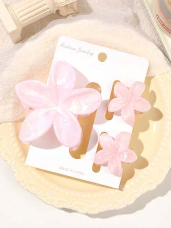 Set de 3 pinzas para el cabello con diseño de flor de estilo bohemio y efecto ombre mármol, accesorios para el cabello para la playa y vacaciones (no incluye tarjeta)