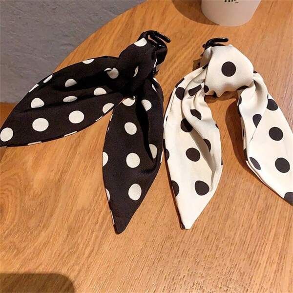 2 pièces/1 pièce Épingle à cheveux élégante et polyvalente pour femmes, en nœud papillon blanc et noir à pois, style minimaliste simple. Accessoire de cheveux convenant aux sorties quotidiennes, aux fêtes de loisirs, aux déplacements, à la coiffure, aux chignons, au lavage du visage, au bain, au maquillage, à l'assortiment de vêtements, de bijoux, de coiffures, de pinces à cheveux, de barrettes