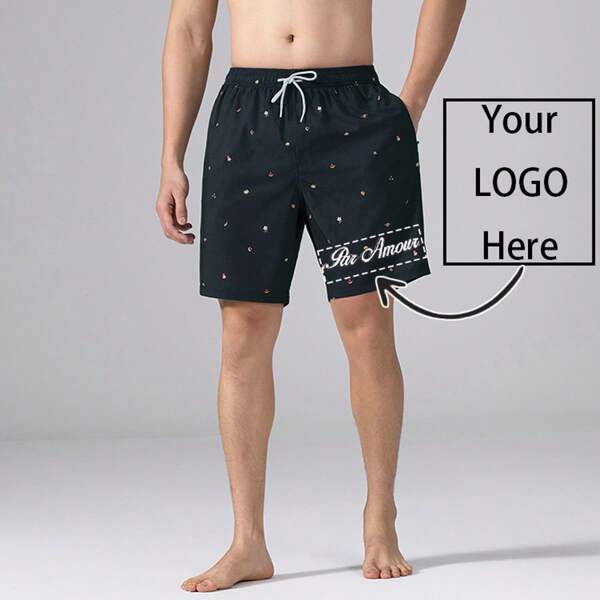 Men's Customized Digital Printed Swimming Trunks For Vacation, Hot Spring Soaking, Elastic And Slim Fit, Water Park Swimming Trunks The Perfect Gift For Friends, Brothers And Loved Ones - Custom-Made Swimming Trunks Casual Outfits Spring 4th Of July Men