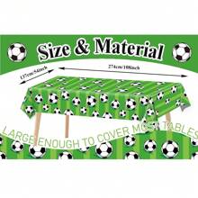 1Pc, Green Soccer Party Tablecloth Soccer Theme Birthday Table Cover Decoration Soccer Party Supplies Favor Green Football Tablecloth Table Decoration Bachelor Sports Game Party