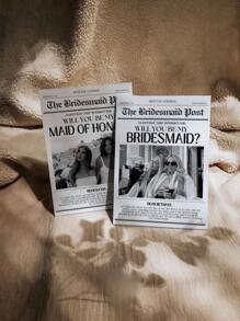 1pc- Customized Newspaper Bridesmaid Proposal Cards, Personalized Customized Photo Bridesmaid Proposal Cards, Bridesmaid Information Cards, You Are Willing To Be My Bridesmaid Card, Thank-You Cards, Bridesmaid Invitations, Create Your Own Card With Text Added, Customized Bridesmaid Commemorative Occasion Cards,Art Activities For Personal Items