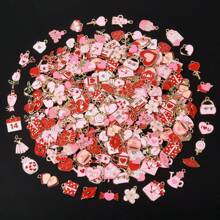 20/50 Pcs/Pack Assorted Romantic Pink Heart, Bow, Shamrock, Lucky Charm, Flower Enamel Charms, Pendants Suitable For DIY Jewelry Making, Craft Projects