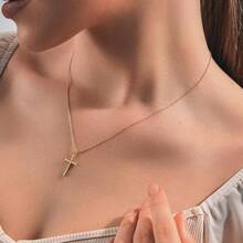 Cross Necklace For Women, Dainty 18K Gold Plated/Sterling Silver Small Cross Pendant Necklace Simple Gold Cross Necklaces For Women  Faith Jewelry Gift2025 - 十字金 - 查看 7