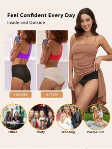 JUQDNX Sexy Shaping Panties - Tummy Control & Butt Lifting, Sleek Polyester-Spandex, Comfort Fit Briefs - 黑色 - 查看 5