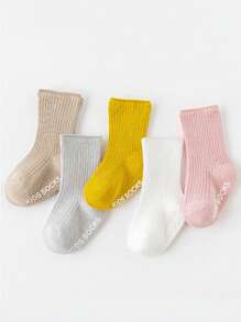 3 pares de calcetines antideslizantes para bebé, calcetines de caña alta de unicolor versátiles para niños de 1 a 3 años