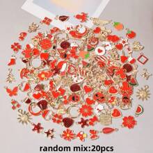 20/50/100 sztuk Asortyment słodkie zawieszki emaliowane, arbuz, liście, kokarda serce kształt metalowy DIY biżuteria ustalenia do naszyjnik bransoletka kolczyki tworzenie, losowe mieszane kolory