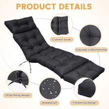Outdoor Folding Lounger Chair Cushion Recliner Rocking Chair Sofa Mat Chair Cushion For Yard Patio Beach Pool Deck For Outdoor Folding Chaise Lounge Chair Cushion For Beach Sunbathing Patio - 黑色 - 查看 3