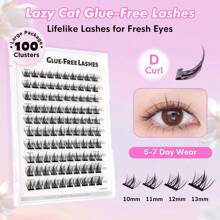 [100Pcs] GENIELASH Glue-Free Lazy Cat Eyelash For Beginner Self Adhesive Eyelashes Natural False Eyelashes No Need Glue
