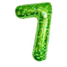 Extra Large Green Plaid Digital Balloon, Pixel Blocks Foil Inflatable Numbers, Suitable For Baby's Birthday Photos, Birthday Party Background Decor, Room Decoration - Multicolor - View 9