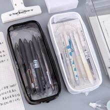 6pcs/3pcs/1pc Transparent Pencil Case/Cosmetic Bag, Clear PVC Zipper Travel Toiletry Pouch, Examination Pen Pencil Bag, Travel Accessory,Back To School,School Supplies,Pencil Pouch,School Bag