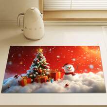 1pc Christmas Santa, Snowman & Tree Printed Silicone Coffee Drink Coaster, Anti-Slip Absorbent Washable Drainage Mat For Countertop, Kitchen, Dining Table, Holiday Decor