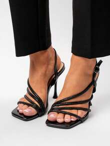 Tocuri stiletto cu barete și slingback - Negru - Vizualizare 4