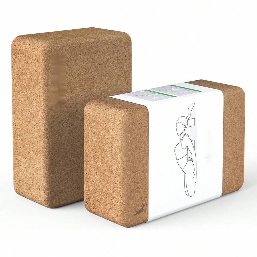 Trideer Cork Yoga Blocks, 2 Pack Natural Cork Blocks, High Density With Non Slip Surface, Accessories And Yoga, Pilates, Stretching - 1 - View 1