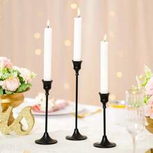 3pcs Set Vintage Brass Gold Metal Cone-Shaped Candle Holders, Elegant Modern Decorative Centerpiece Candlesticks, Suitable For Fireplace, Wedding, Housewarming Gift, Candle Holders, Cone-Shaped Vintage Brass Gold Candle Holders For Fireplace, Party, Restaurant, Home Decor, Wedding Centerpiece, Candlelight Dinner (Candles Not Included)