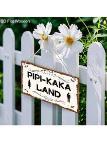 1 件迷人复古厕所木制标志 - “Pipi-Kaka Land”，有趣的浴室标志，可爱的厕所门装饰墙艺术标志，适合家庭浴室装饰，农舍挂牌，用于厕所架 - 彩色 - 查看 8