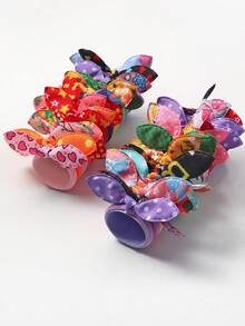 20pcs Colorful Cute Bunny Ears Hair Scrunchies, Sweet Niche Daily Versatile Hair Accessory For Women, Damage-Free For Ponytail, Braids, Hairbands