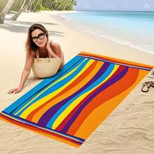 1pc, BrandName 2025 New Microfiber Quick-Dry Beach Towel With Beach Towel Fastening Strap- Extra Large 175*90cm, UV Protection & Antibacterial, Lightweight & Compact For Beach, Pool, Yoga, Travel Essentials Travel Accessories Beach Essentials