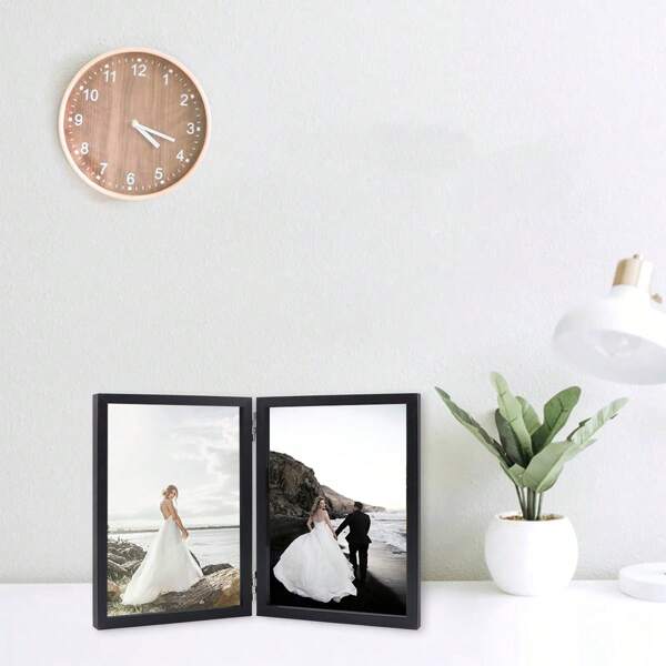 Multi-Color Double/Triple Folding Vintage Photo Frames 4x6,5x7 ,Vertical Hinge Triple Fold Double-Sided Multi-Aperture Photo Frame Desktop Display Gift For Mom, Friends, Creative Photography Studio/Albums, Home Decor