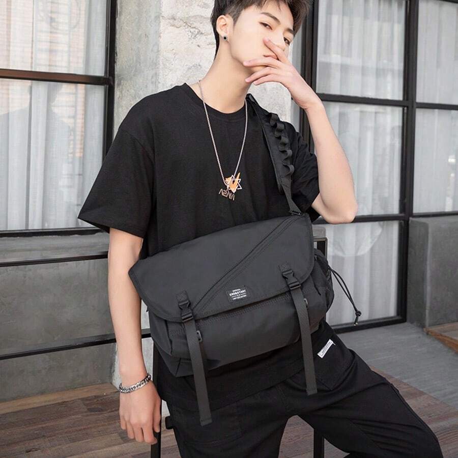 Men's Work Bag Messenger Bag Harajuku Functional College Student Postman Computer Casual Shoulder Backpack - Black - View 1