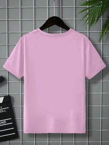 1 Pack Girls Casual Printed Crew Neck Short Sleeve T-Shirt Summer Student Youth Clothing - Hồng - Xem 2