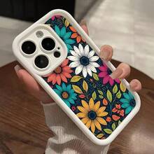 Dopular Retro Floral Pattern Phone Case For IPhone 16 15 14 Pro Max 13 12 11 XR XS Plus Shockproof Full Camera Protection Durable Slim Silicone Cover - Black - View 6