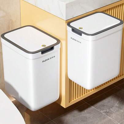 2 包带盖悬挂式垃圾桶、厨房堆肥箱、壁挂式塑料垃圾桶、小型塑料废纸篓壁挂式垃圾桶，适用于橱柜/浴室/卧室/办公室/露营。