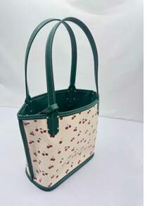 1 pieza Bolso de mano mini elegante y sencillo de PVC con estampado de cereza, lindo y práctico para mujeres, adecuado para uso diario, ir al trabajo, actividades al aire libre, citas, compras, regalo de Navidad