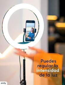 Aro Luz LED 10 Pulgadas Tripie 1m a 2m Celular Cámara Iluminación Profesional 3 Modos 10 Niveles Brillo - Tricolor - Ver 10