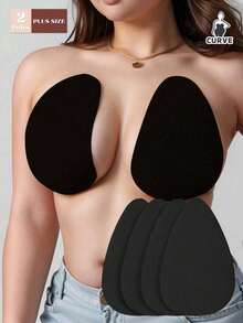 2 Pairs (4pcs) Invisible Silicone Nipple Covers, Strapless, In Beige/Coffee/Black For B-E Cup Sizes, Ladies Sticky Bra, Bra Accessories