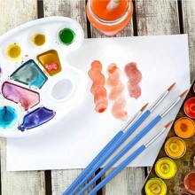10/30/50/100 piezas Pinceles planos y puntiagudos de nailon para acrílico, gouache, acuarela, decoración de uñas, de vuelta a la escuela, útiles escolares