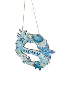 Ocean Themed Decorative Wooden Wall Hanging - 20*20*0.5cm, Starfish And Shell Elements Decor, Create Warm Coastal Atmosphere, Perfect Summer Decoration
